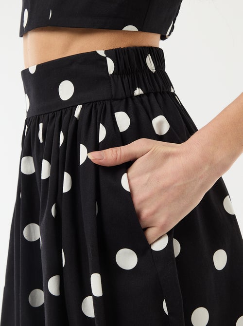 Jupe midi à pinces évasée avec motif à pois - Kiabi