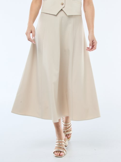 Jupe midi à pinces évasée - Kiabi