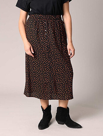 Jupe midi à pois avec taille élastiquée 'Deeluxe'
