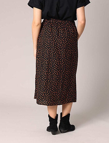 Jupe midi à pois avec taille élastiquée 'Deeluxe'