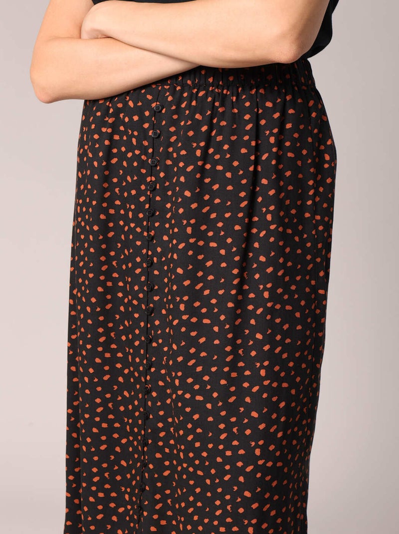 Jupe midi à pois avec taille élastiquée 'Deeluxe' Noir - Kiabi