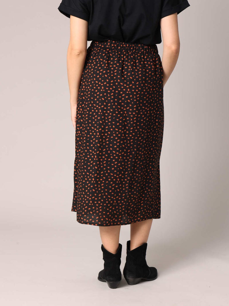 Jupe midi à pois avec taille élastiquée 'Deeluxe' Noir - Kiabi