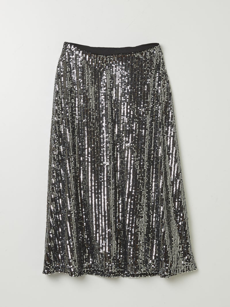 Jupe midi à sequins Gris - Kiabi