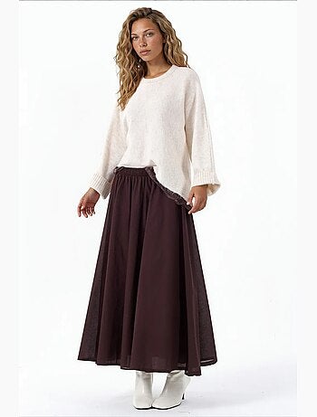 Jupe midi à taille haute en a busem