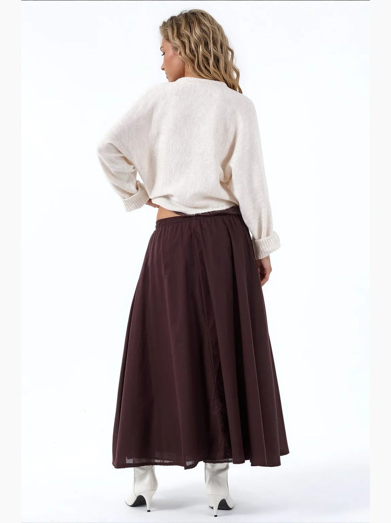 Jupe midi à taille haute en a busem Marron foncé - Kiabi