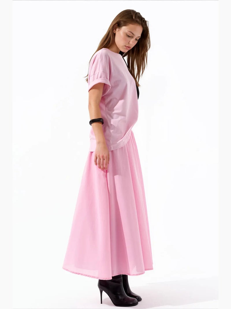 Jupe midi à taille haute en a busem Rose - Kiabi