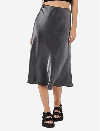 Jupe midi ajustée en satin avec taille élastiquée mixray