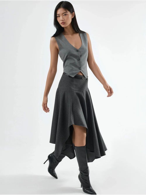 Jupe midi asymétrique texturée taille haute - Kiabi Jupe midi asymétrique texturée taille haute - Kiabi