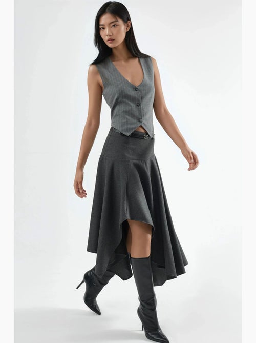 Jupe midi asymétrique texturée taille haute hiccup - Kiabi
