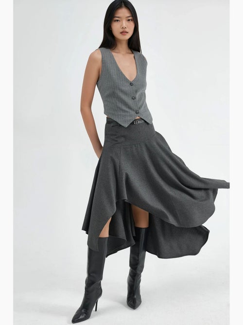 Jupe midi asymétrique texturée taille haute hiccup - Kiabi