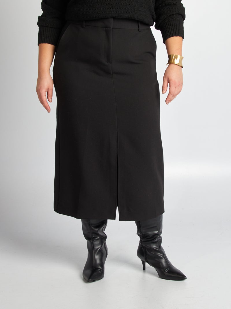 Jupe midi avec fente noir - Kiabi