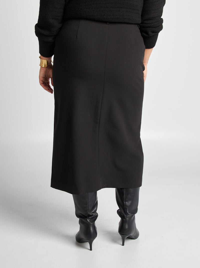 Jupe midi avec fente noir - Kiabi