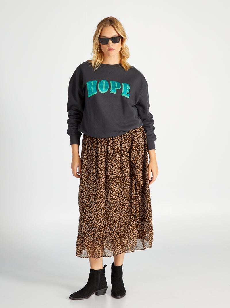 Jupe midi avec imprimé Marron - Kiabi