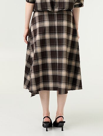 Jupe midi avec motif à carreaux
