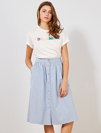 Jupe volantée - Jaune clair/fleuri - FEMME | H&M FR