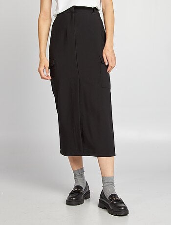Jupe Noire BiBA – Taille 10, Coupe Crayon, Motif Géométrique