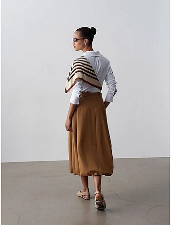 Jupe midi ballon taille haute avec ceinture dilvin