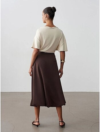 Jupe midi ballon taille haute avec ceinture dilvin