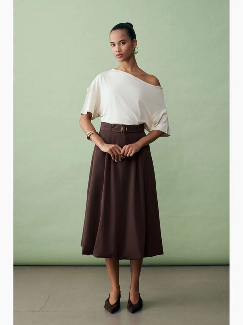 Jupe midi ballon taille haute avec ceinture dilvin - Kiabi