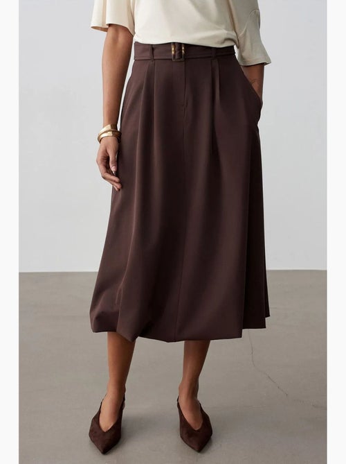 Jupe midi ballon taille haute avec ceinture dilvin - Kiabi