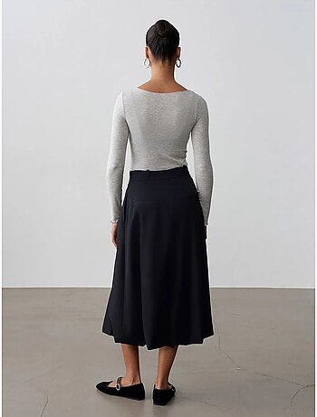 Jupe midi ballon taille haute avec ceinture dilvin