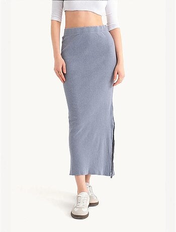 Jupe midi basique taille mi-haute élastique