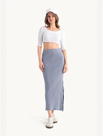Jupe midi basique taille mi-haute élastique