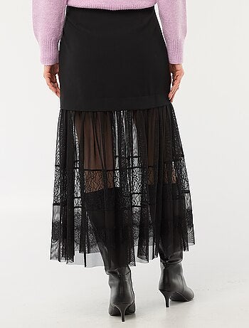 Jupe midi bi-matière