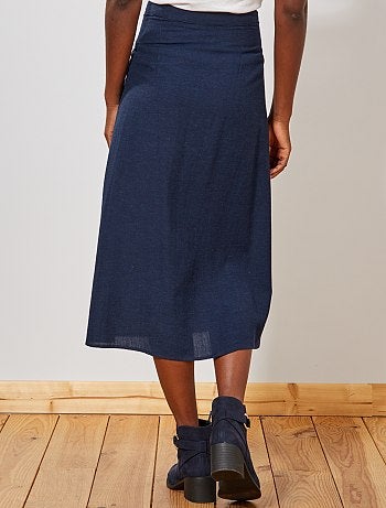 Jupe midi boutonnée effet lin - Kiabi