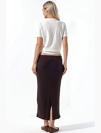 Jupe midi côtelée taille haute busem