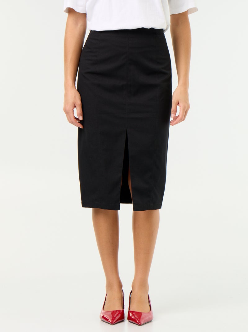 Jupe midi coupe moulante Noir - Kiabi