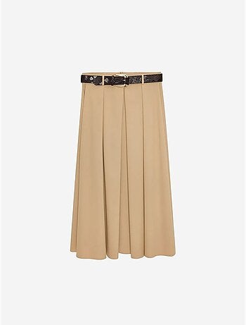Jupe midi droite taille haute en crêpe dilvin