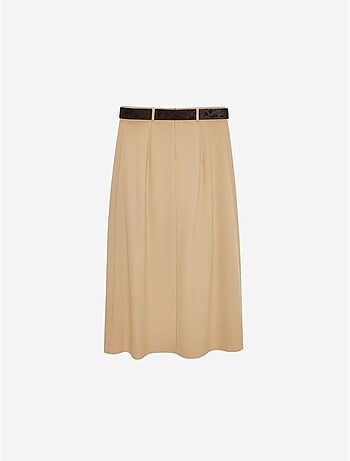 Jupe midi droite taille haute en crêpe dilvin