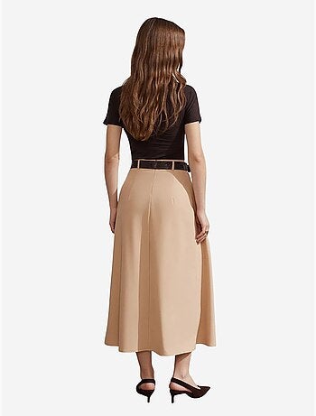 Jupe midi droite taille haute en crêpe dilvin