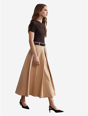 Jupe midi droite taille haute en crêpe dilvin