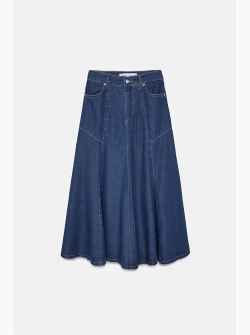 Jupe midi en denim coupe trapèze, taille haute dilvin - Kiabi Jupe midi en denim coupe trapèze, taille haute dilvin - Kiabi