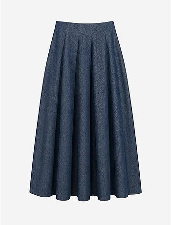 Jupe midi en denim trapèze taille haute mixray