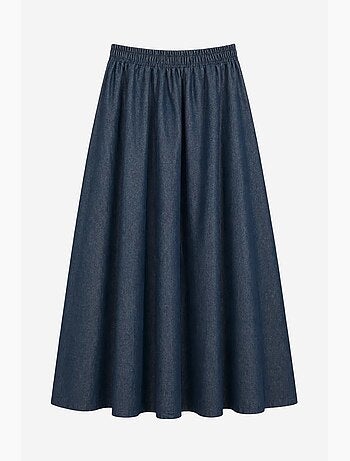 Jupe midi en denim trapèze taille haute mixray