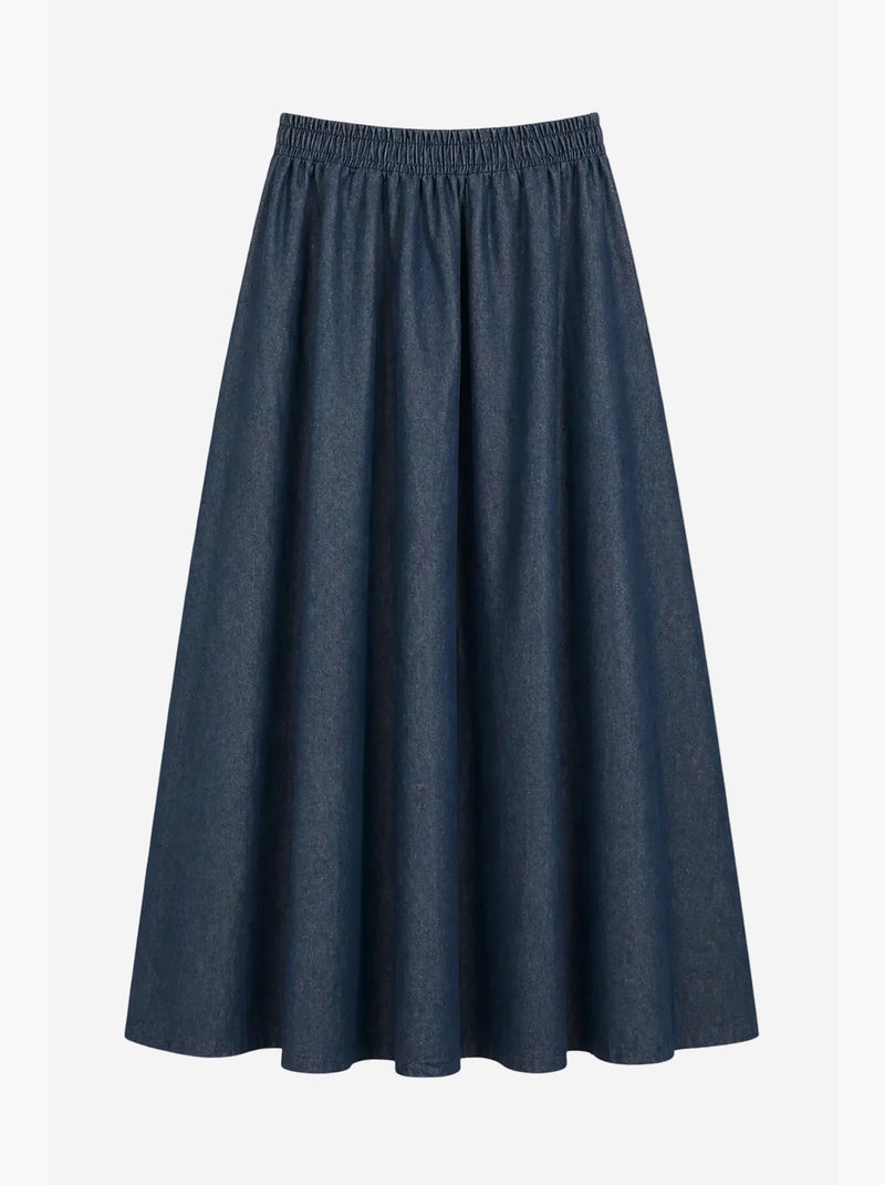 Jupe midi en denim trapèze taille haute mixray Bleu marine - Kiabi