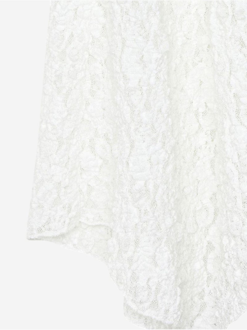 Jupe Midi En Dentelle, Coupe Trapèze, Taille Haute Blanc - Kiabi