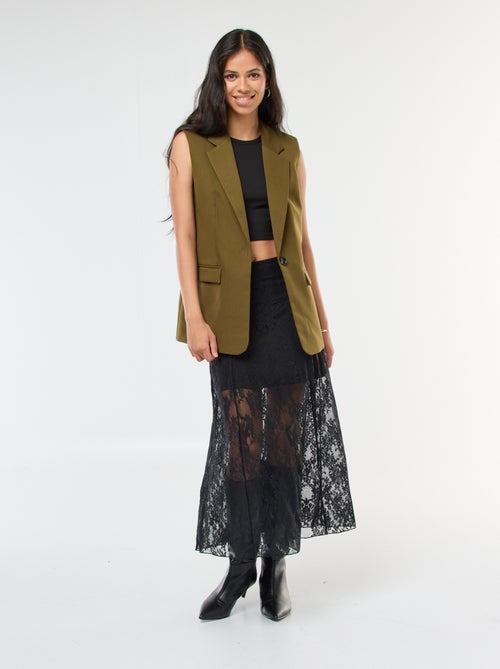 Jupe midi en dentelle - Kiabi