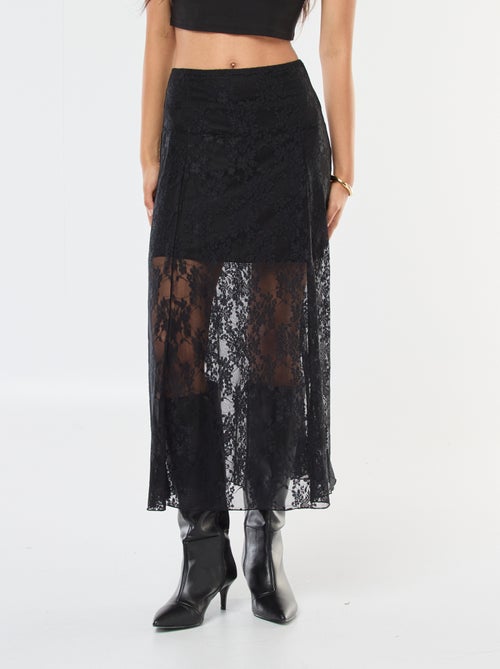 Jupe midi en dentelle - Kiabi