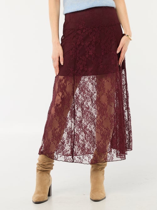 Jupe midi en dentelle - Kiabi