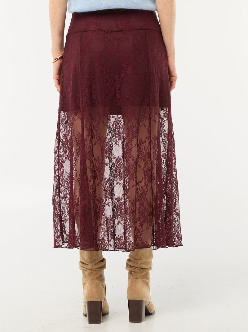 Jupe midi en dentelle Rouge - Kiabi