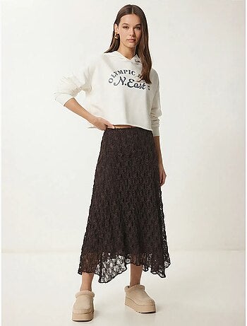 Jupe midi en dentelle taille haute istanbul