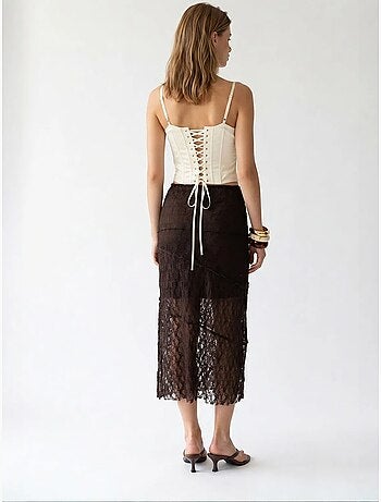 Jupe midi en dentelle taille haute mixray