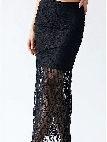 Jupe midi en dentelle taille haute mixray