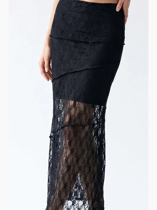 Jupe midi en dentelle taille haute mixray - Kiabi Jupe midi en dentelle taille haute mixray - Kiabi