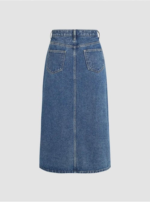 Jupe midi en jean avec fente - Kiabi
