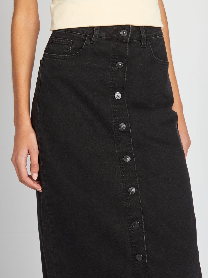 Jupe midi en jean avec ouverture boutonn?�e - Gris - Femme - 6.00�?� - Kiabi